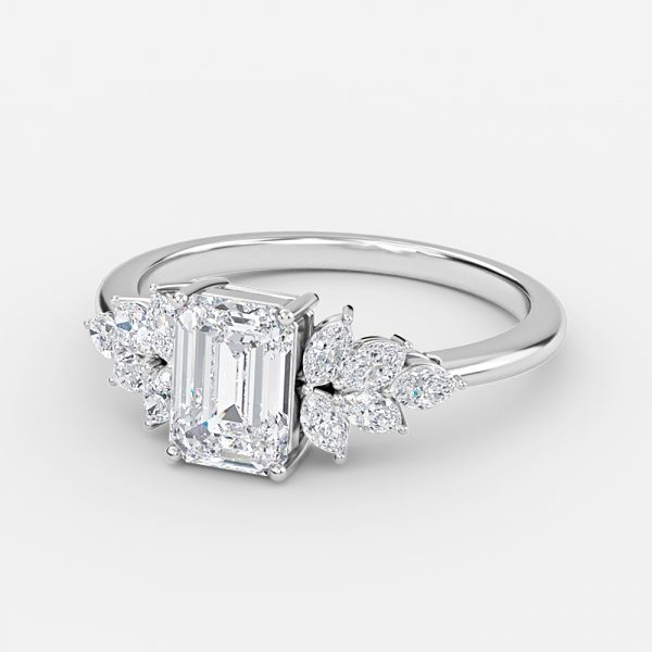 Emerald Cluster Engagement Ring