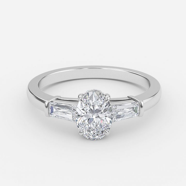 Oval Three Stone Engagement Ring