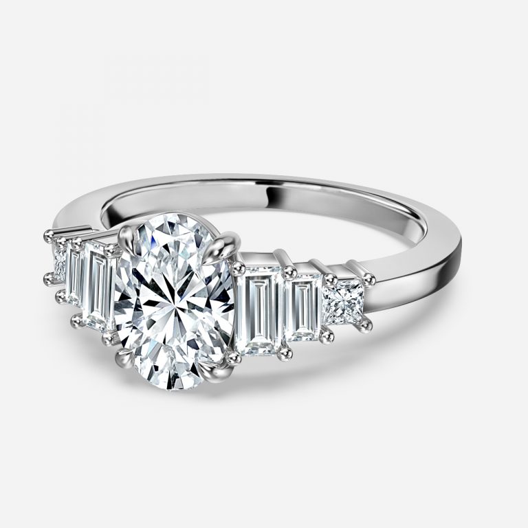 Oval Three Stone Engagement Ring