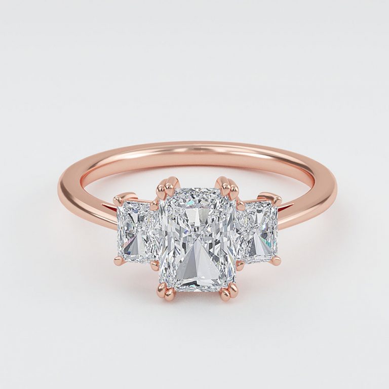 Radiant Three Stone Engagement Ring