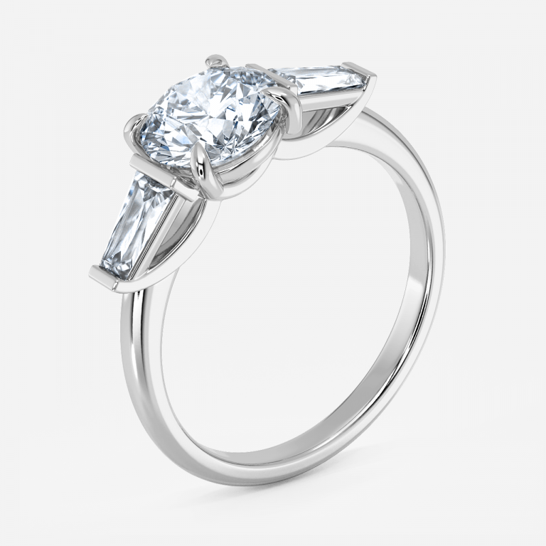 Round Three Stone Engagement Ring