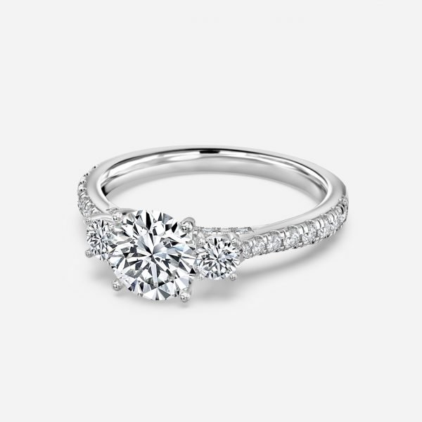Round Three Stone Engagement Ring