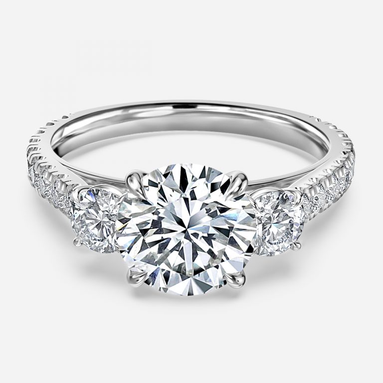 Round Three Stone Engagement Ring