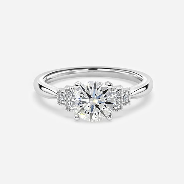 Round Three Stone Engagement Ring