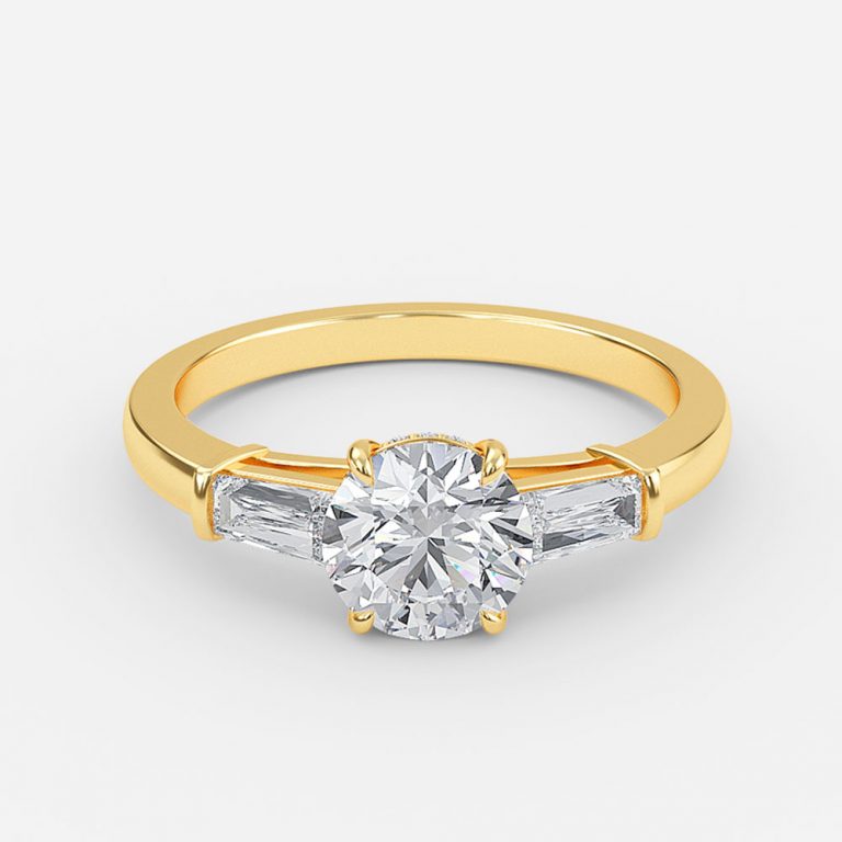 Round Three Stone Engagement Ring