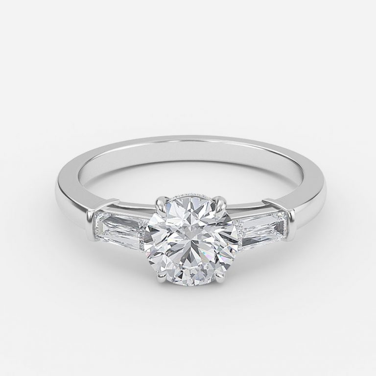 Round Three Stone Engagement Ring