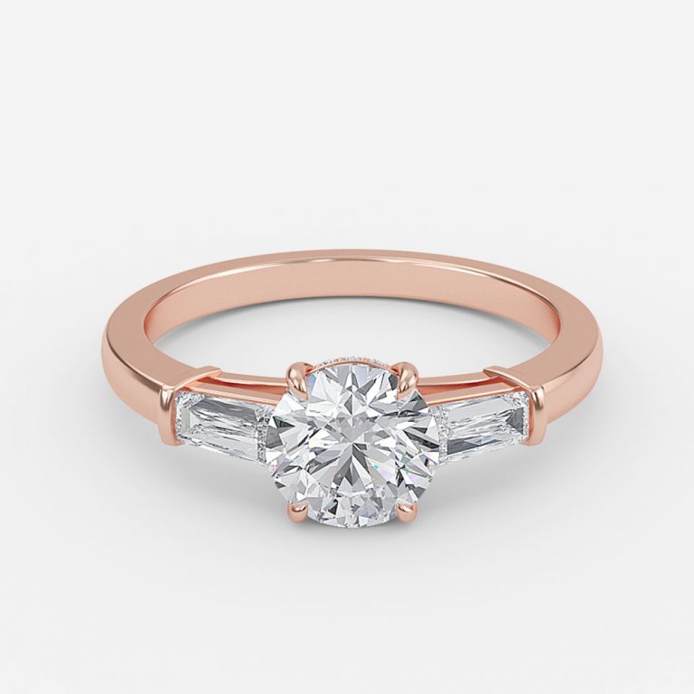 Round Three Stone Engagement Ring