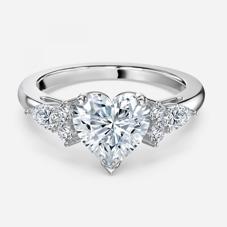 Heart Three Stone Engagement Ring