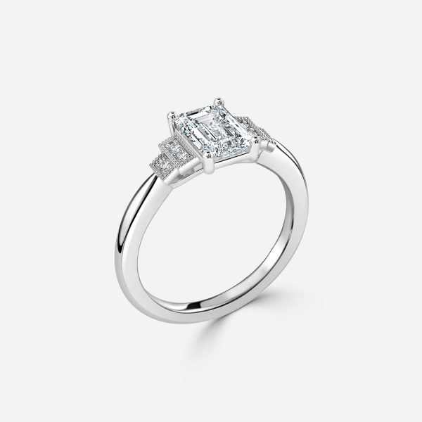 Emerald Three Stone Engagement Ring