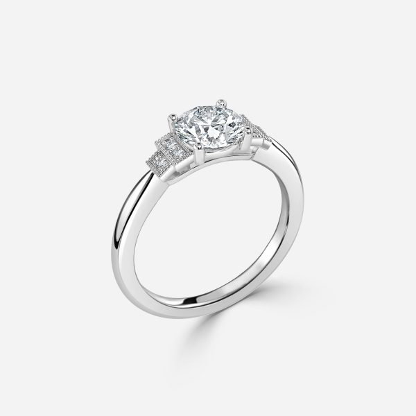 Round Three Stone Engagement Ring