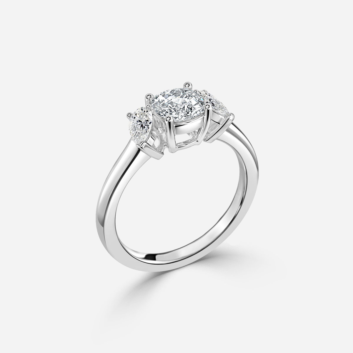 Cushion Three Stone Engagement Ring