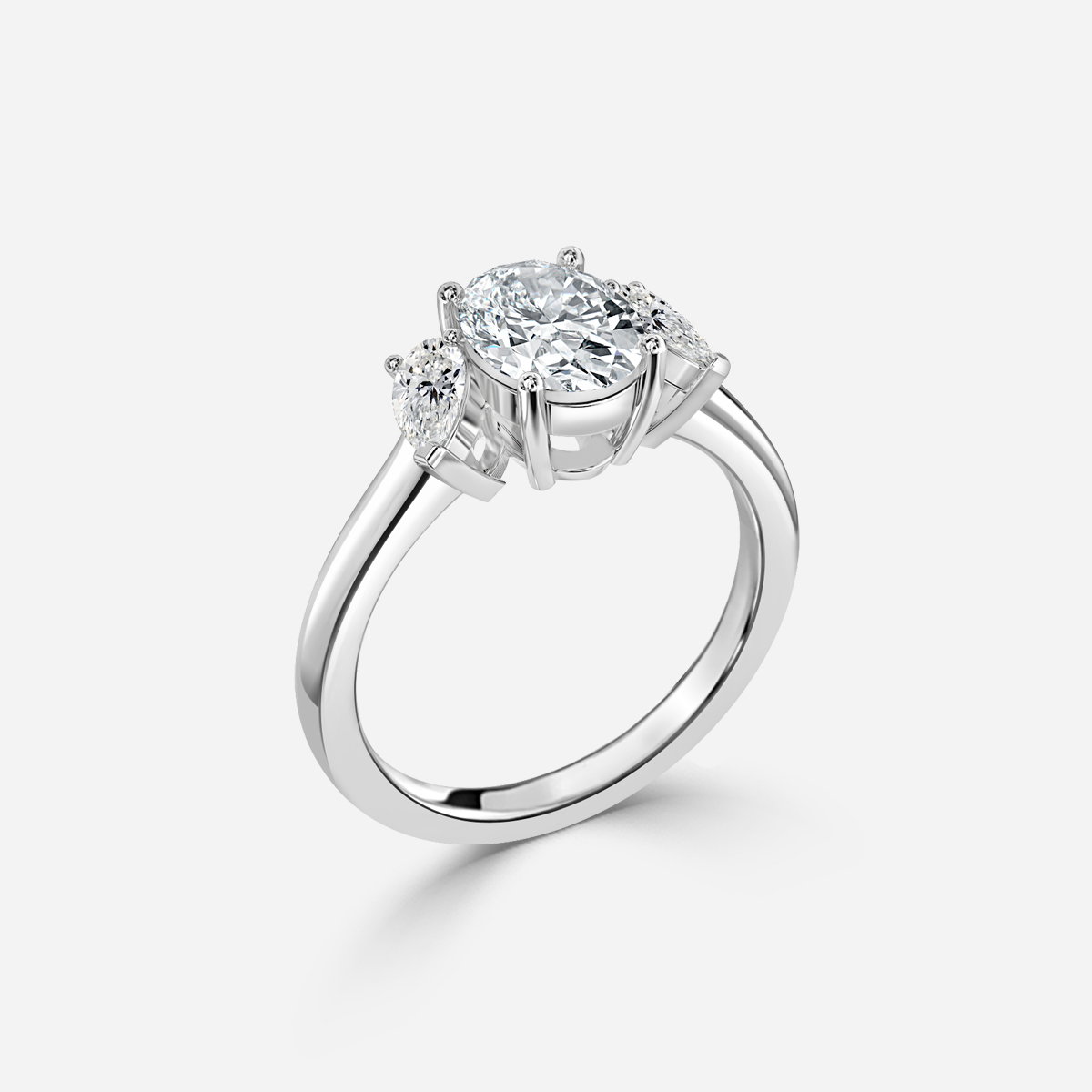 Oval Three Stone Engagement Ring