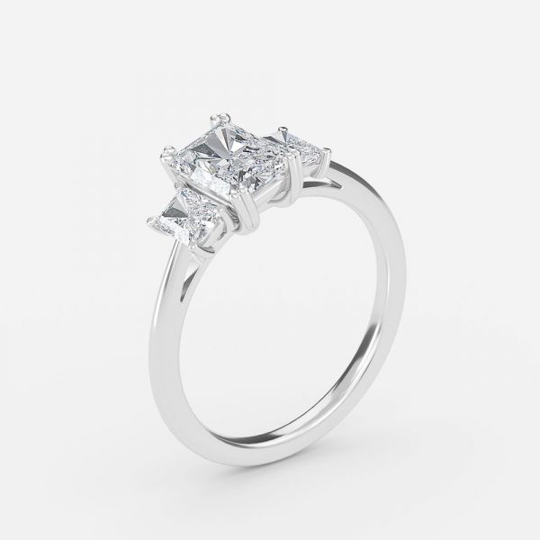 Radiant Three Stone Engagement Ring
