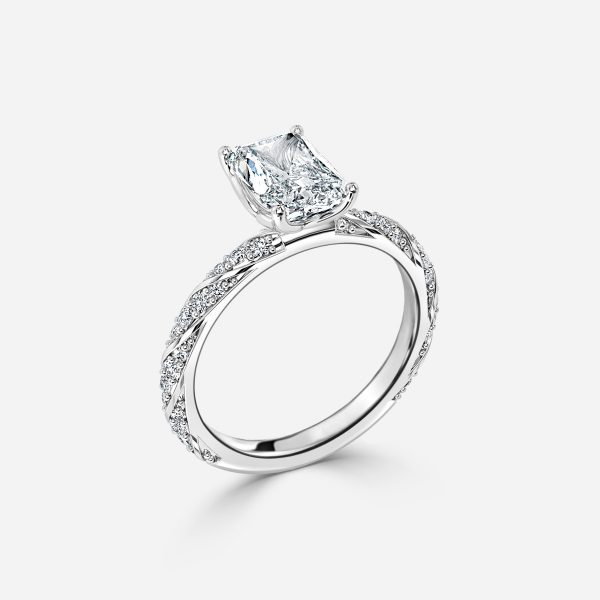 Radiant Diamond Band Engagement Ring