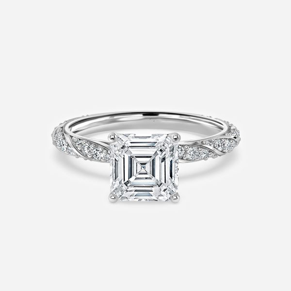 Asscher Diamond Band Engagement Ring