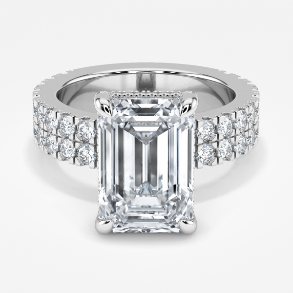 Emerald Hidden Halo Engagement Ring