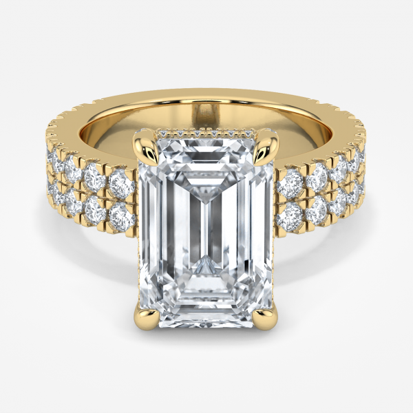 Emerald Hidden Halo Engagement Ring