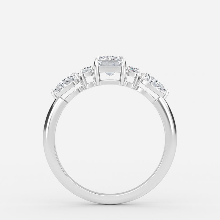 Emerald Three Stone Engagement Ring