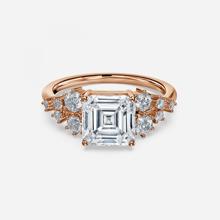 Asscher Cluster Engagement Ring