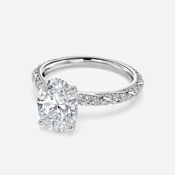 Oval Diamond Band Engagement Ring