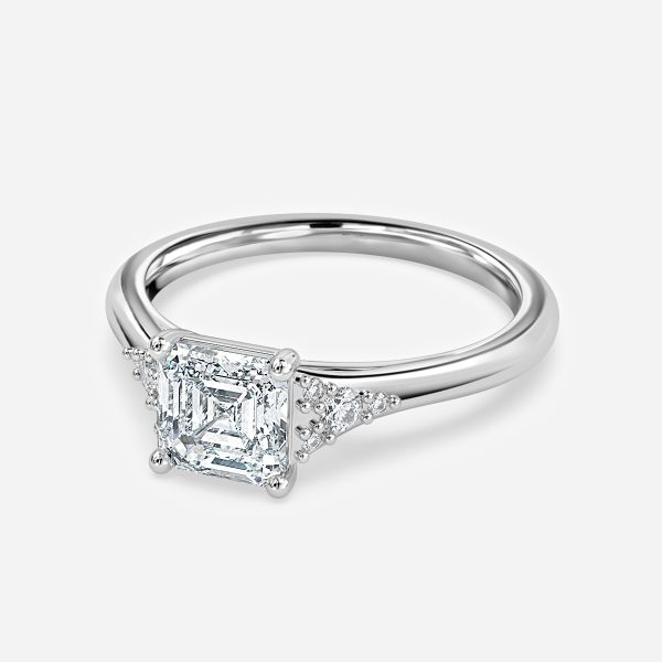 Asscher Cluster Engagement Ring
