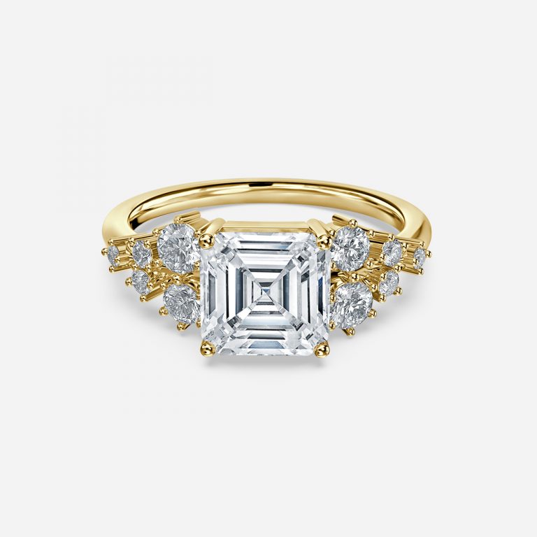 Asscher Cluster Engagement Ring
