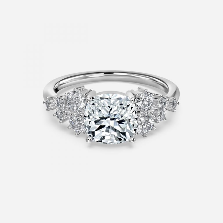 Cushion Cluster Engagement Ring