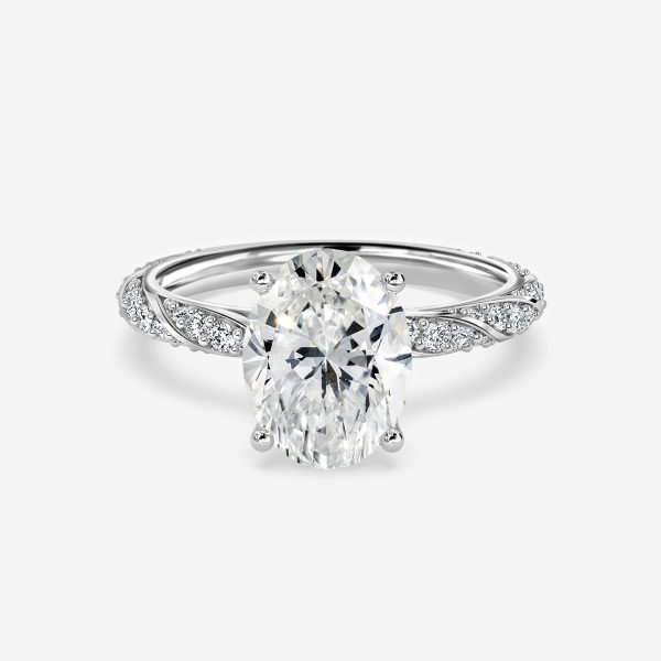 Oval Diamond Band Engagement Ring