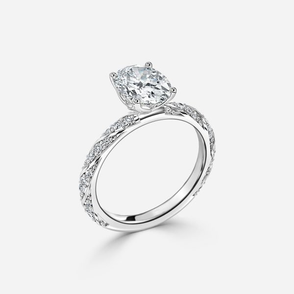 Oval Diamond Band Engagement Ring