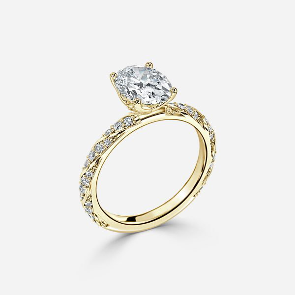 Oval Diamond Band Engagement Ring
