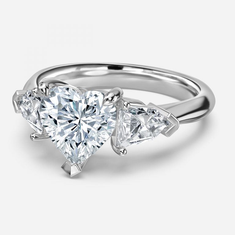 Heart Three Stone Engagement Ring