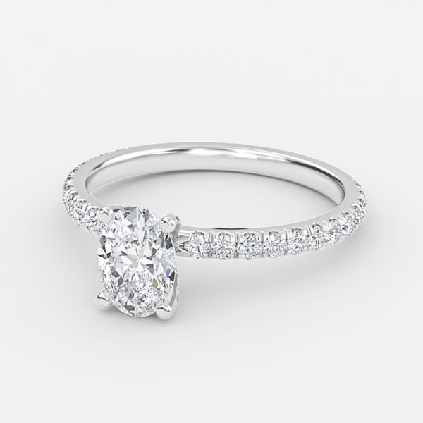 Oval Diamond Band Engagement Ring