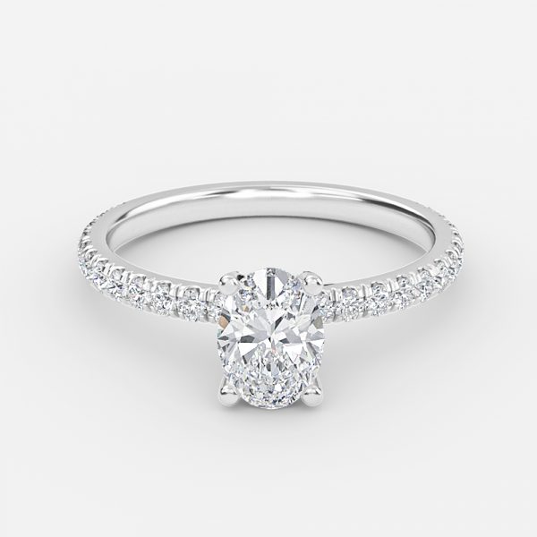 Oval Diamond Band Engagement Ring