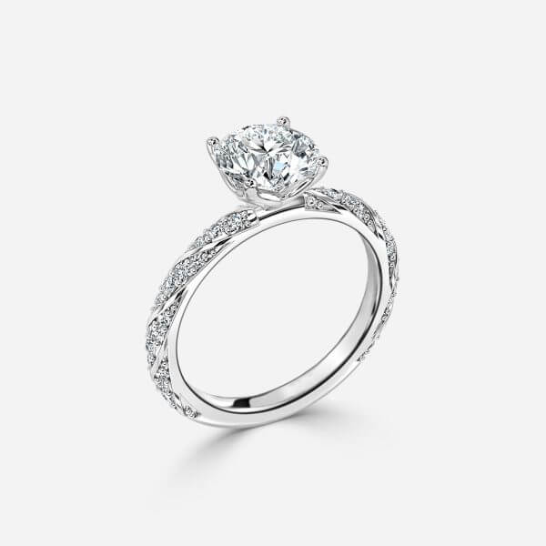 Round Diamond Band Engagement Ring