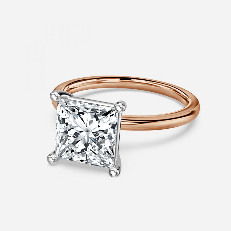 Princess Two Tone Solitaire Engagement Ring