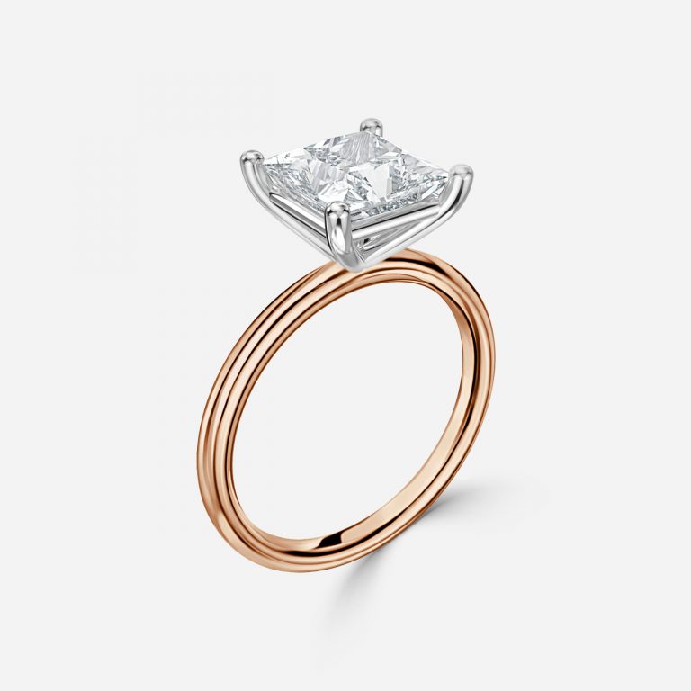 Princess Two Tone Solitaire Engagement Ring