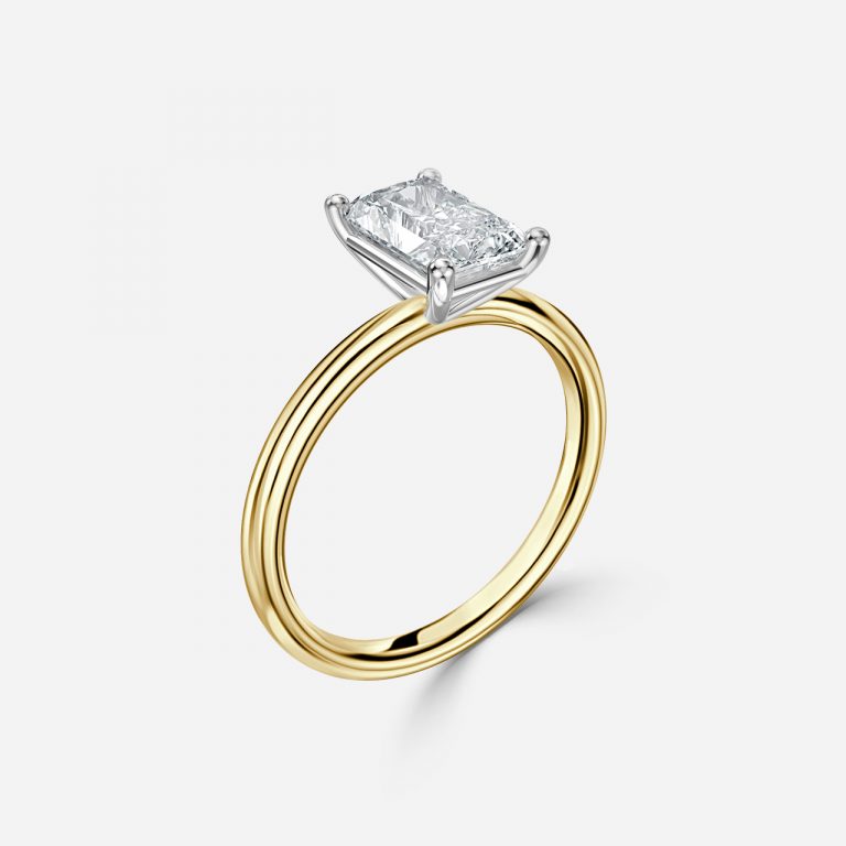 Radiant Two Tone Solitaire Engagement Ring
