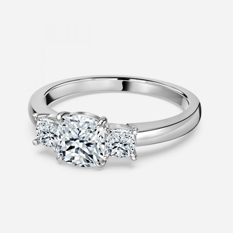 Cushion Three Stone Engagement Ring