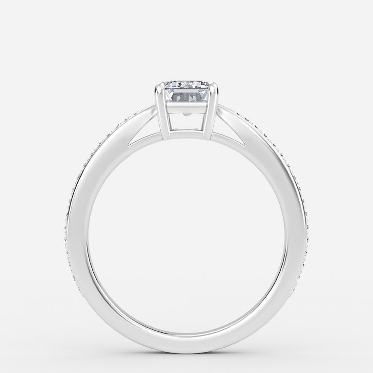 Emerald Diamond Band Engagement Ring