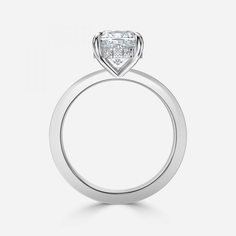 Cushion Hidden Halo Engagement Ring