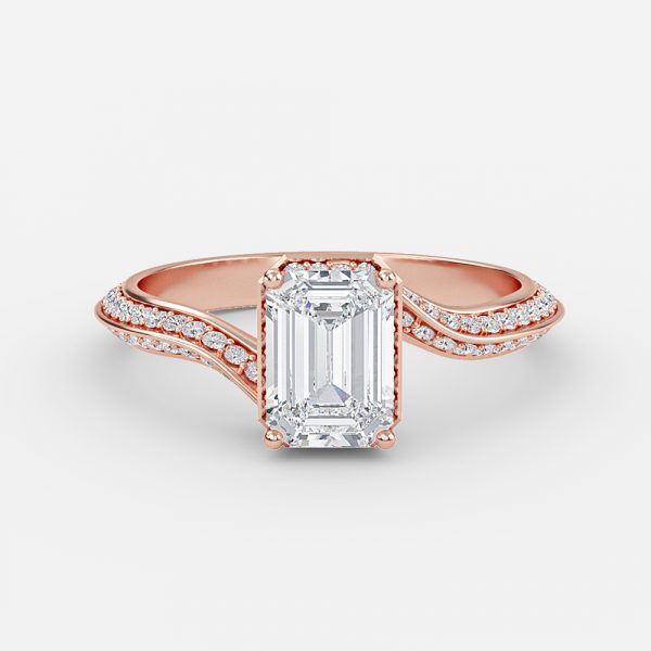 Emerald Hidden Halo Engagement Ring