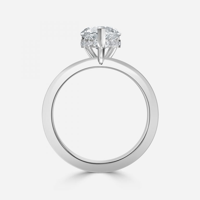Heart Hidden Halo Engagement Ring