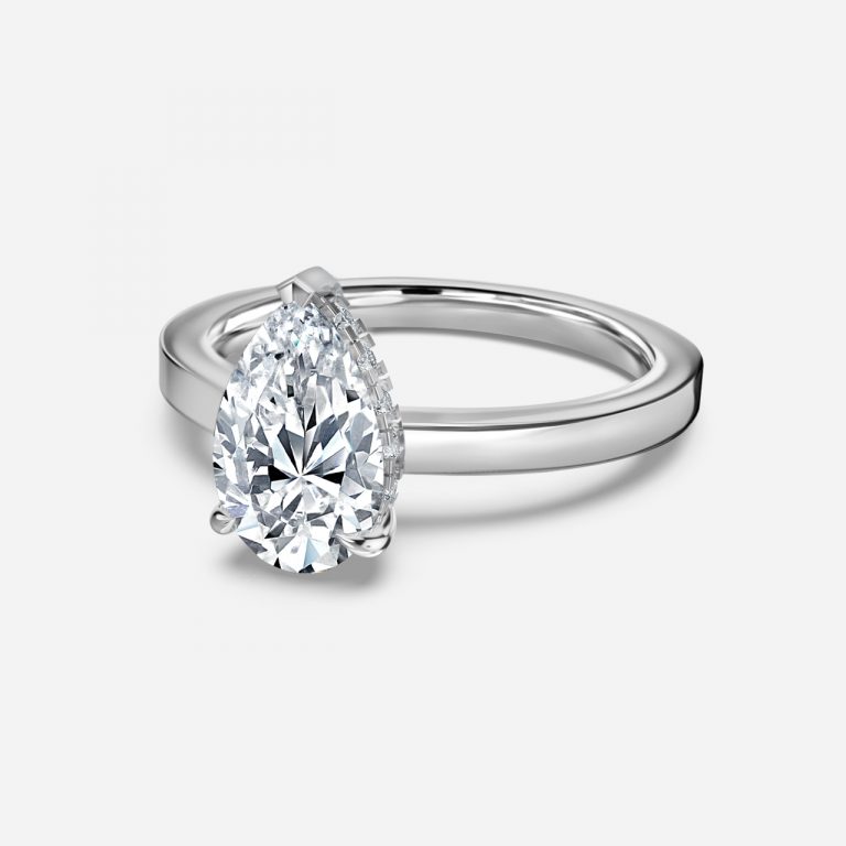 Pear Hidden Halo Engagement Ring