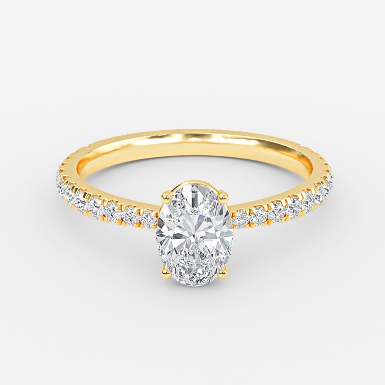 Oval Diamond Band Engagement Ring