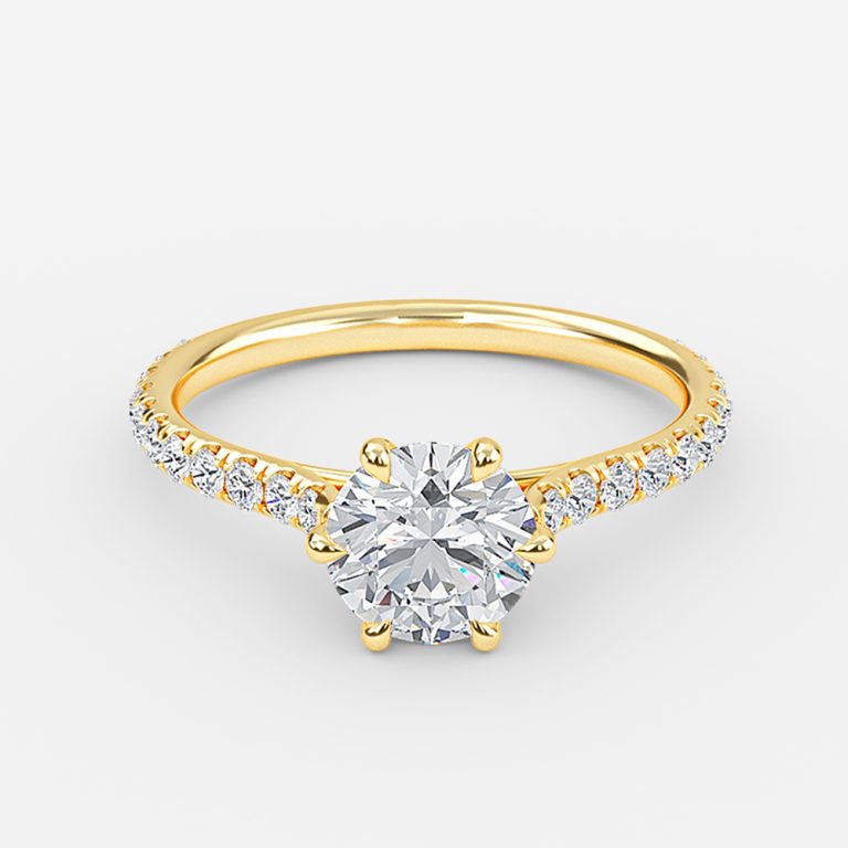 Round Diamond Band Engagement Ring