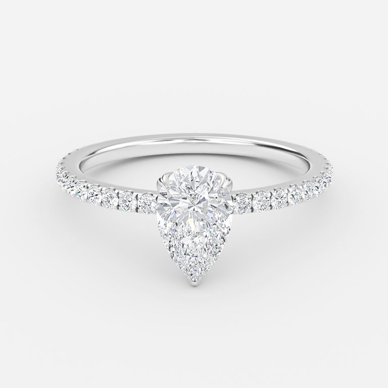 Pear Diamond Band Engagement Ring