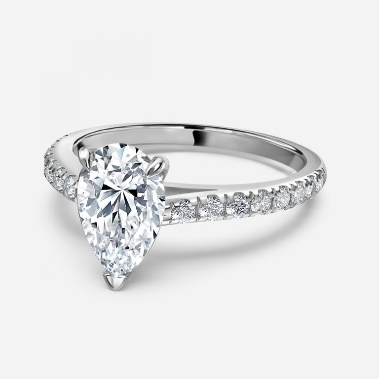 Pear Diamond Band Engagement Ring