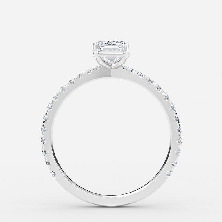 Emerald Diamond Band Engagement Ring