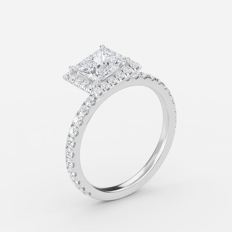 Princess Halo Engagement Ring