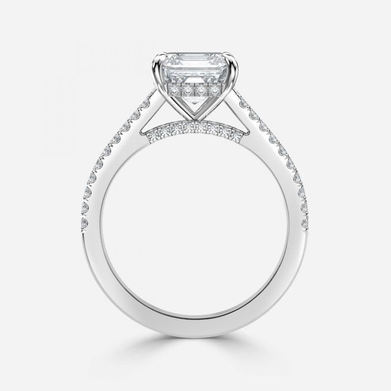 Asscher Hidden Halo Engagement Ring